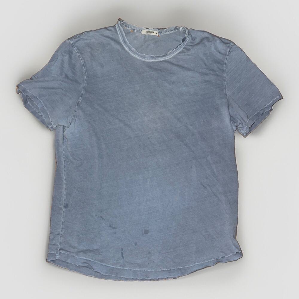 Buck Mason Distressed Paper Thin T-Shirt Blue Medium 20x26